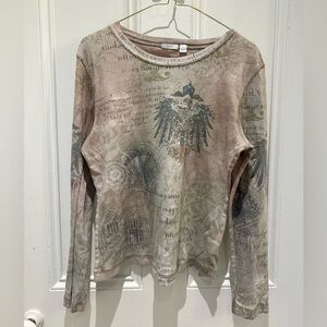 Y2K BEDAZZLED GRAPHIC LONG SLEEVE